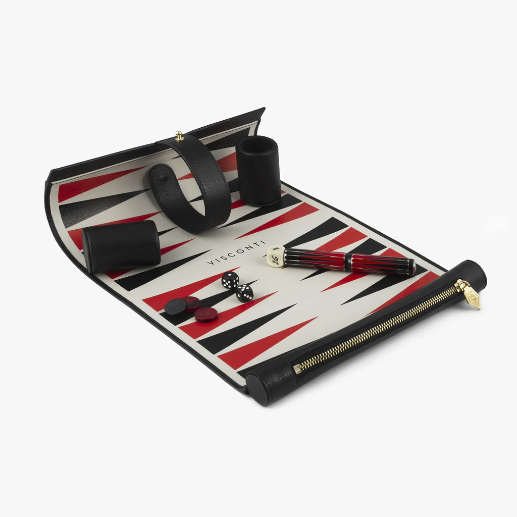 Stylo-Plume Backgammon Noir et Rouge avec Dé Visconti