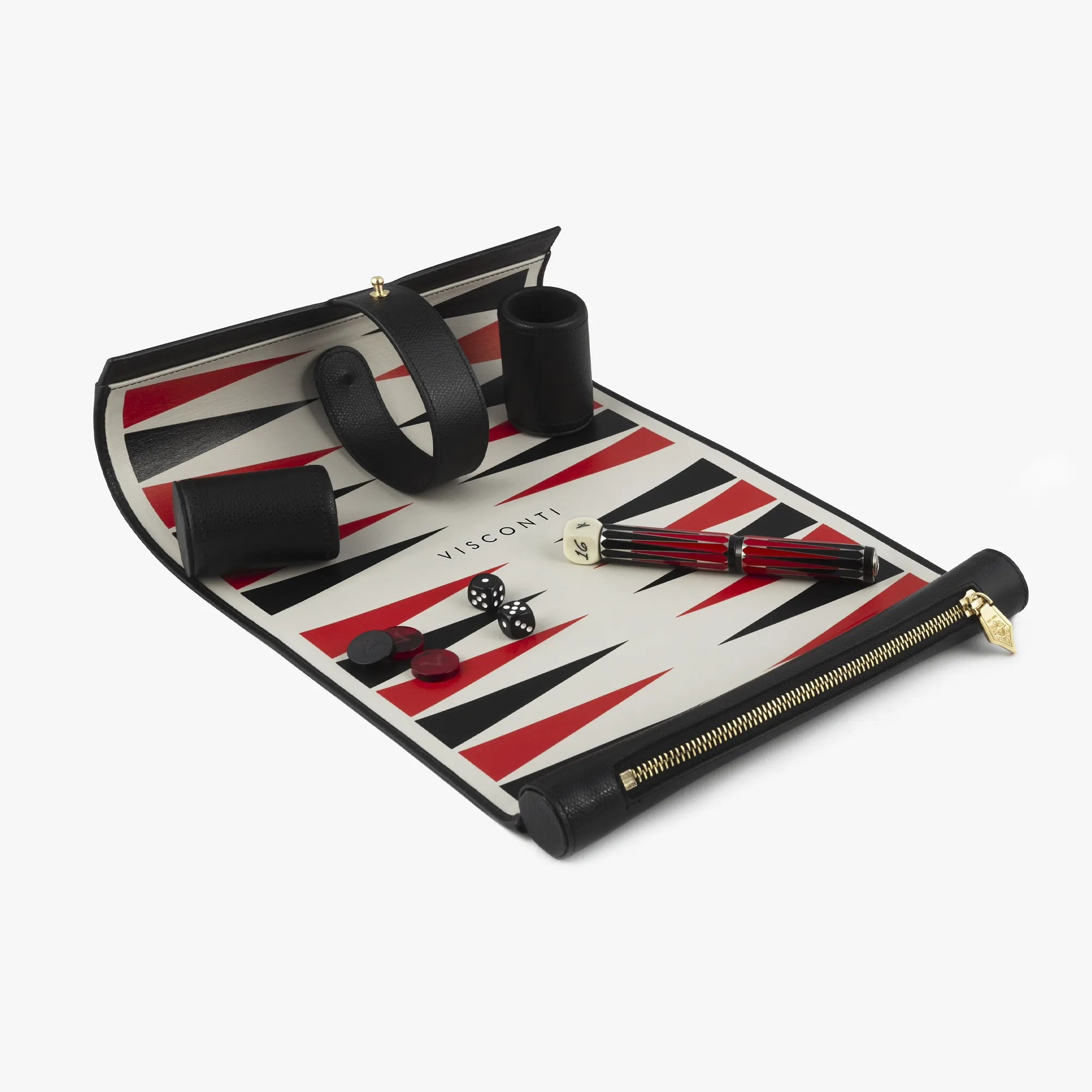 Stylo-Plume Backgammon Noir et Rouge avec Dé Visconti