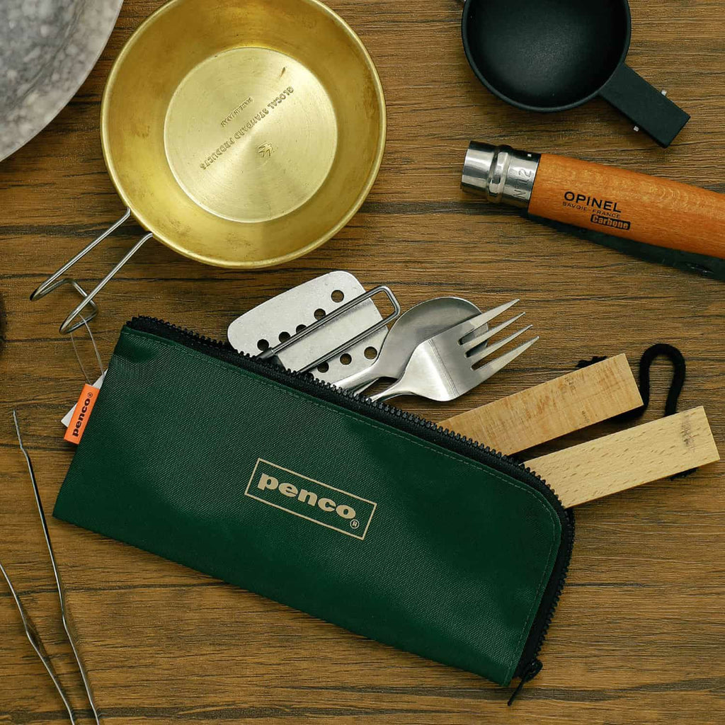 Trousse Plate à Fermeture Éclair Vert Foncé Penco