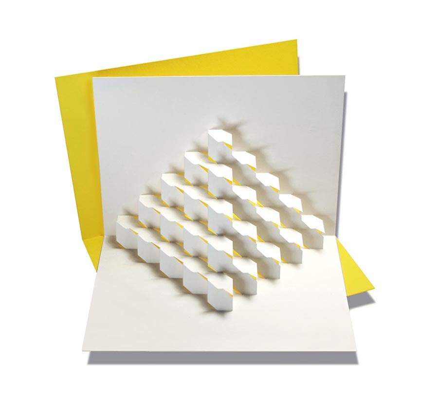 Carte Pop-Up Cube Jaune Rifletto