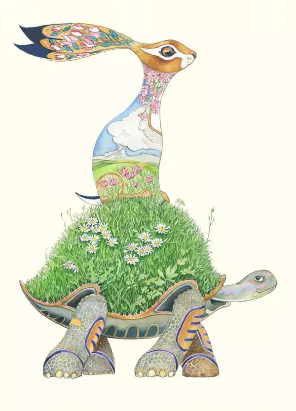 Carte de Voeux Le Lièvre et la Tortue The DM Collection