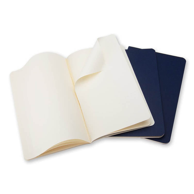 3 Cahiers Pages Blanches Bleu Marine Moleskine
