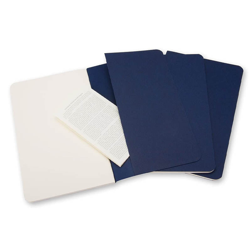 3 Cahiers Pages Blanches Bleu Marine Moleskine